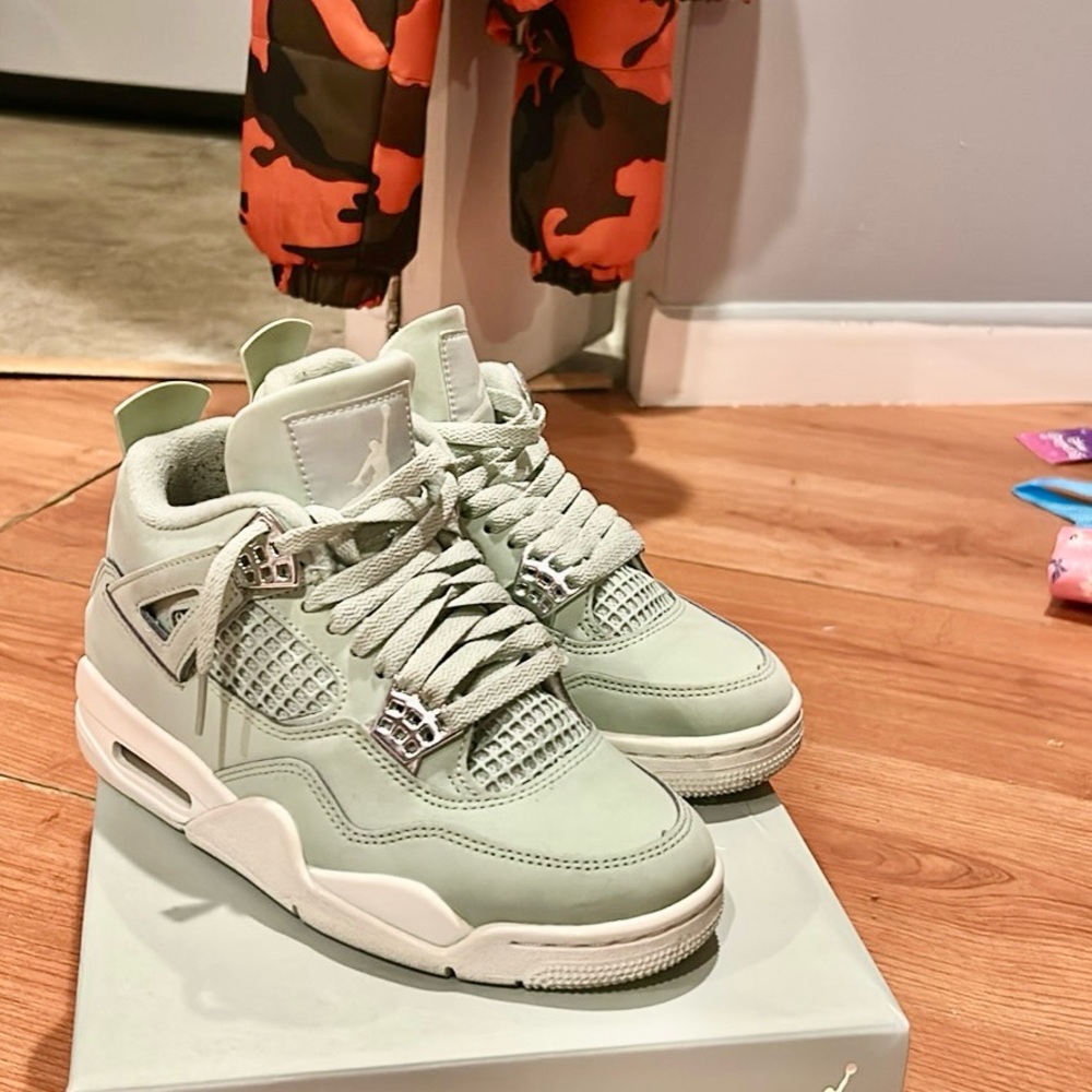 Jordan Women's Sneakers in Light Green and White